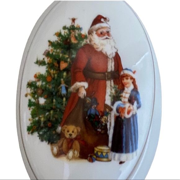 Reutter Santa Claus Lidded Trinket Box White Christmas Tree Germany Gift - Picture 4 of 14